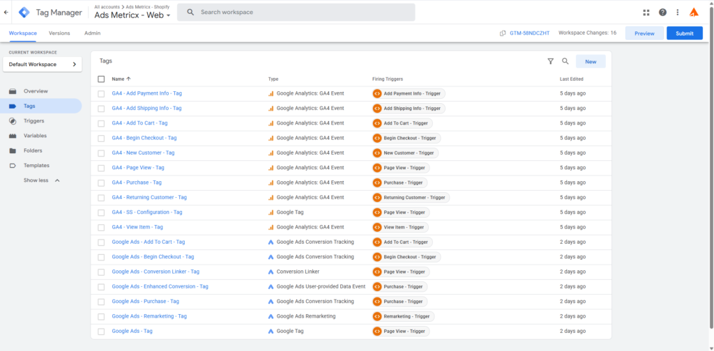 Google Tag Manager browser-side Google Ads and GA4 ecommerce tags