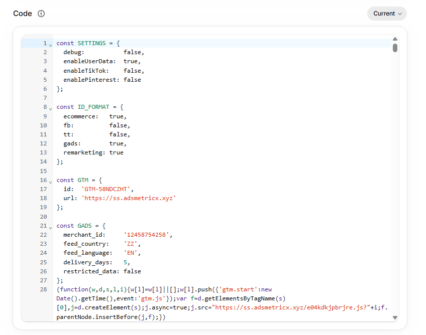 Shopify data layer ecommerce events for Facebook Conversion API tracking